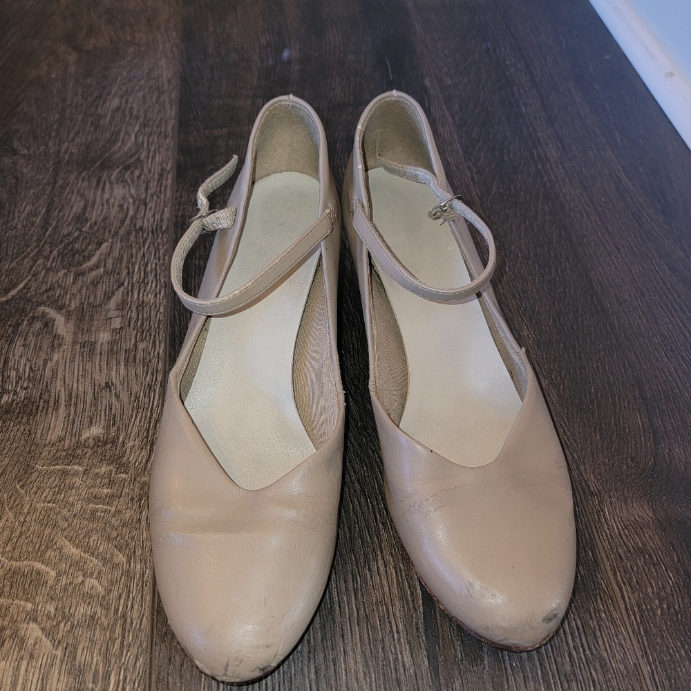 Capezio Buckle tan character shoes for theatre and dance